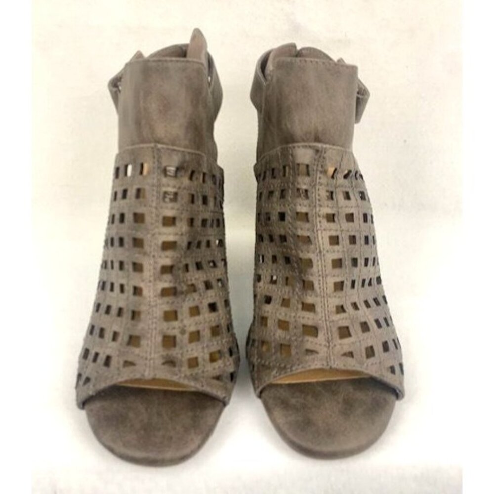 Women's Shimmer by EDL Mercedes Taupe Open-Toe‎ Block Heel Size 9m